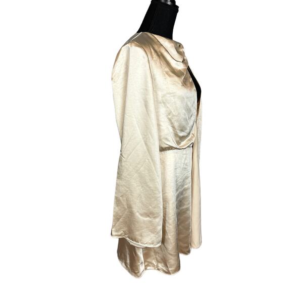 NBD White Satin Kimono Mini Dress LARGE Draped Blouson Revolve Designer $208 NEW - Picture 7 of 9